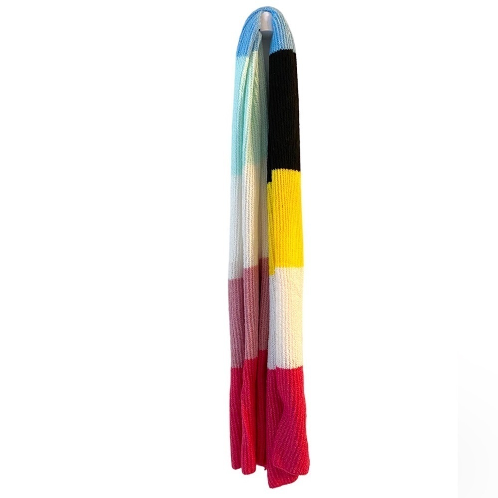 Twisted Rib Multi Color Block Muffler Scarf - Picture 4 of 5